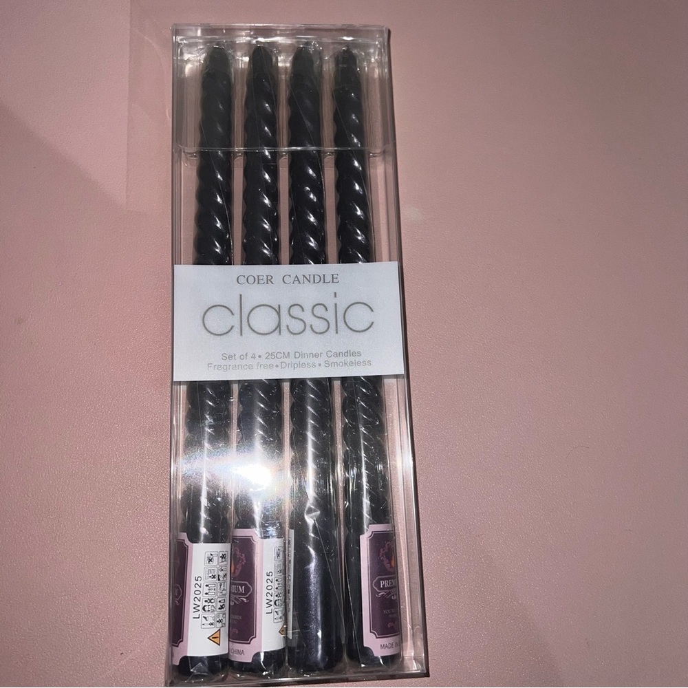 4 Pack‎ 10 Inch Spiral Taper Candles Long Unscented Candle Sticks Smokeless
